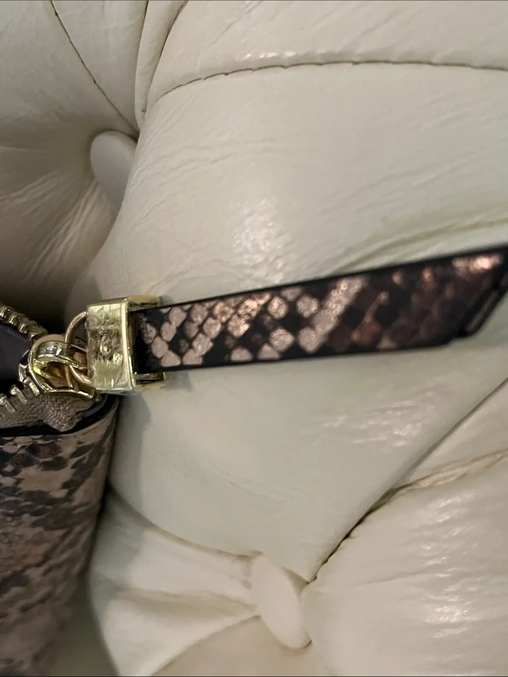 kate spade Snake-Print Tote in Taupe and Black with matching wallet